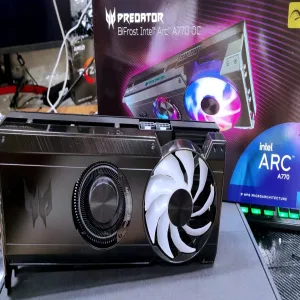 Видеокарта Acer APBF-IA770-16G-OC DP.BKCWW.P02 · Intel Arc A770, 16 GB, PCI Express 4.0 Видеокарта Acer APBF-IA770-16G-OC DP.BKCWW.P02 · Intel Arc A770, 16 GB, PCI Express 4.0